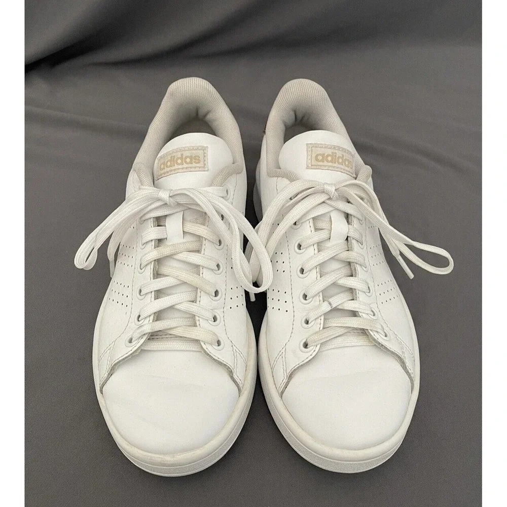 Adidas Womens 6.5 Cloudfoam‎ Advantage Sneakers Shoes White F36223 LowTop LaceUp